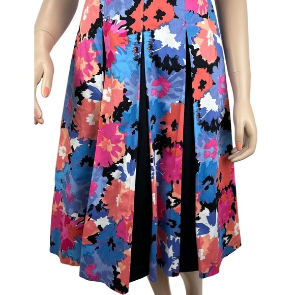 JAX Colorful Floral Print Belted Cap Sleeve Dress Sz 8 Paneled Skirt - Picture 3 of 13